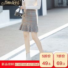 半身裙秋冬季女装2018新款韩版修身裙子气质荷叶边淑女短款A字裙图片