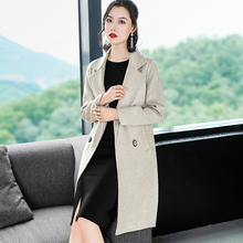隆缘裳中长款大衣2018冬季新款简约双排扣毛呢外套女5036图片