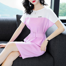 隆缘裳2018新品女夏季时尚拼接宽松连衣裙简约收腰显瘦裙子9963图片