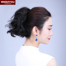 wigs2you 假发短马尾 时尚梨花头中短款卷发抓夹式马尾 轻薄自然