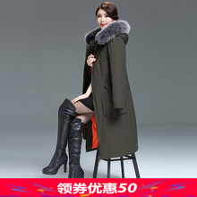 圣羽博雅派克中老年过膝长款羽绒服女加厚妈妈装大码韩版新款图片
