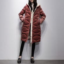 2018冬季新款韩版加厚羽绒服女中长款保暖时尚街潮金丝绒女装外套图片