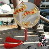 中式团扇捧花 婚礼新娘宫扇龙凤秀禾服喜扇结婚diy材料包古风扇子