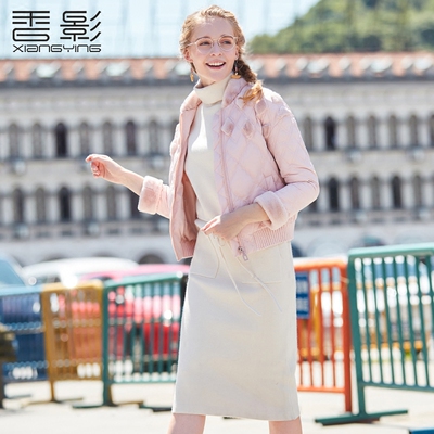 羽绒服女短款 香影2018冬装新款时尚修身拼接夹克外套学生休闲潮