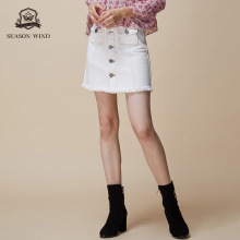 季候风2019春季新款休闲百搭纯棉A字裙短款纯色牛仔裙女图片