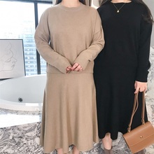 胖mm毛衣套装 女装 12.12新品 韩版 大码 针织宽松长半身裙两件套