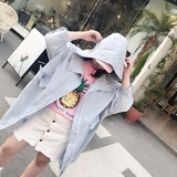 大码女装2018春夏新款胖mm防晒衫小清新宽松显瘦中长款防晒衣外套