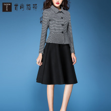首尚格释秋冬套装女2018新款时尚气质修身短外套裙子两件套套装裙图片