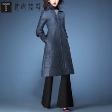 首尚格释棉服女2018冬装新款修身中长款过膝加厚中长款棉衣外套女图片