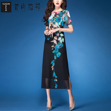 首尚格释雪纺连衣裙女夏2018新款气质中长款夏装修身显瘦短袖裙子图片