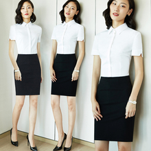 短袖职业装女装套装裙2018新款正装工服面试工装白领白衬衣ol夏天图片
