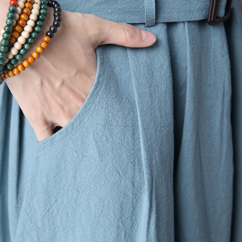 长袖棉麻连衣裙女2018春秋新款长款中年裙子