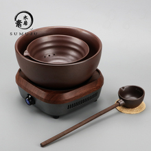 复古煮茶炉煮茶壶煮茶碗普洱茶具黑茶 大号陶瓷煮茶器电陶炉套装