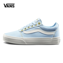 蓝色侧边条纹低帮女士运动帆布鞋 Vans范斯官方正品