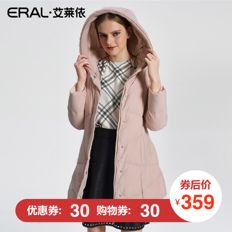 ERAL/艾莱依2017秋冬针织拼接羽绒服女中长款修身显瘦16147-FDAB商品大图