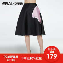 ERAL/艾莱依夏季女士半身裙黑色自然腰中长裙37464-FXEB图片