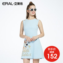 ERAL/艾莱依2017夏季新款圆领无袖连衣裙女淑女风中裙36608-FXAE图片