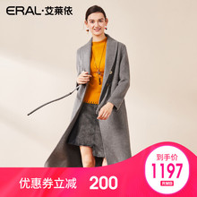 ERAL/艾莱依毛呢大衣女2018秋冬新款中长款修身显瘦双面呢外套潮图片