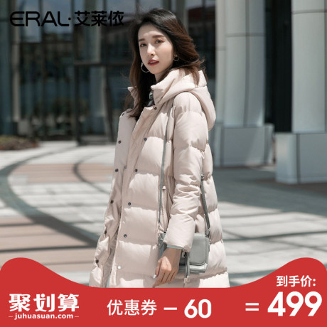 ERAL/艾莱依2018秋冬连帽羽绒服女中长款保暖加厚上衣617103044商品大图