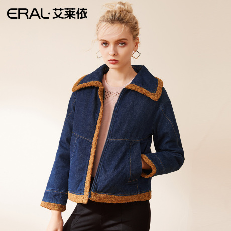 ERAL/艾莱依2018冬季新款韩版个性口袋牛仔短款外套617102101商品大图