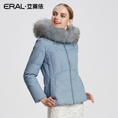 ERAL/艾莱依2017秋冬款貉子毛收腰羽绒服女短轻薄12110-FDAB-QC商品大图