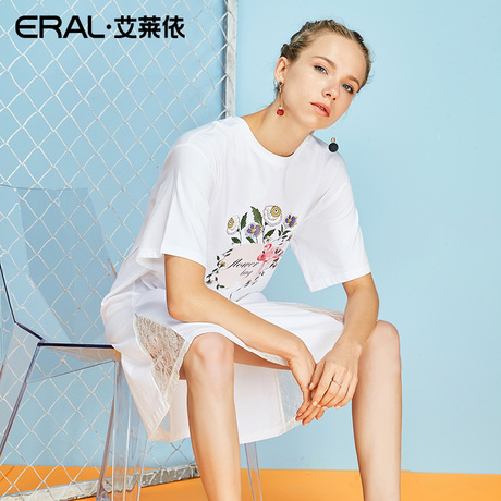 【门店直发】ERAL/艾莱依商场同款连衣裙女夏2018新款宽松蕾丝商品大图