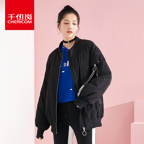 千仞岗2018立领可脱卸围巾短款廓形羽绒服女款239718商品大图