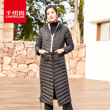 千仞岗2018秋季新款过膝长款羽绒服女立领轻薄款229061图片