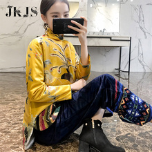 夹棉旗袍冬女长袖上衣加厚秋冬中国风民族棉衣中式改良唐装小棉袄图片