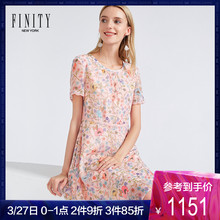 FINITY桑蚕丝印花裙子女2019夏装新款宽松气质轻薄真丝花色连衣裙图片