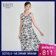 FINITY春夏装新款真丝印花连衣裙女中长款无袖气质宽松中长裙显瘦图片