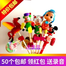玩具动物木偶摇鼓厂家木头摇摇鼓拨浪鼓儿童玩具 2017庙会地摊热卖