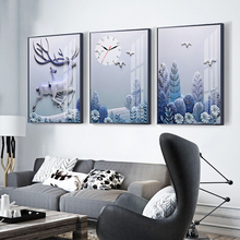 饰画沙发背景墙现代简约卧室长方形三联画走廊挂画餐厅挂钟 客厅装