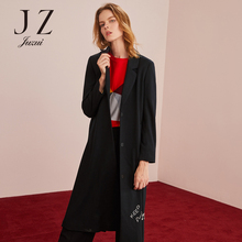 JUZUI/玖姿旗舰店2018秋装新款羊毛针织字母长款大衣女过膝图片