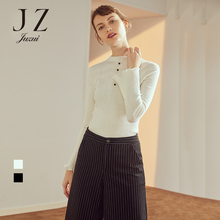 JUZUI/玖姿旗舰店2018秋装新款钉珠喇叭袖薄款打底毛衣女套头图片