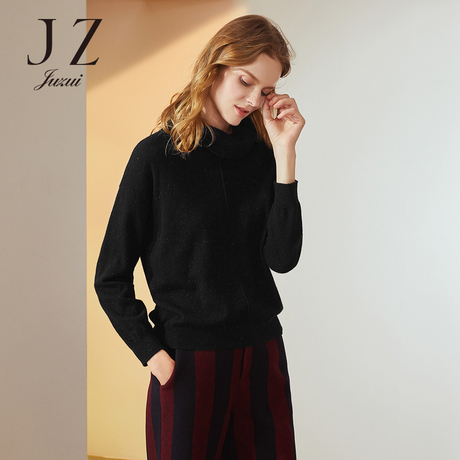 JUZUI/玖姿旗舰店2018冬季山羊绒高领套头针织羊绒衫女毛衣商品大图