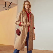 JUZUI/玖姿旗舰店2018秋装新款暗扣中长风衣女外套显瘦腰带款图片