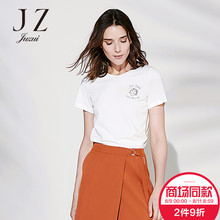 JUZUI/玖姿旗舰店2018商场同款简约白色韩版个性T恤女潮上衣图片
