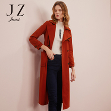JUZUI/玖姿旗舰店2018秋装新款撞色缝线中长款风衣外套腰带款图片