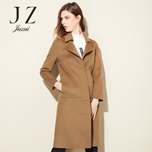 JUZUI/玖姿旗舰店2017新款口袋长袖v领两粒扣双面呢羊毛大衣女图片