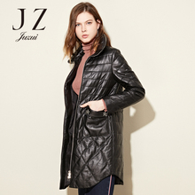 JUZUI玖姿旗舰店2017秋冬新款拉链气质皮羽绒服皮衣女图片