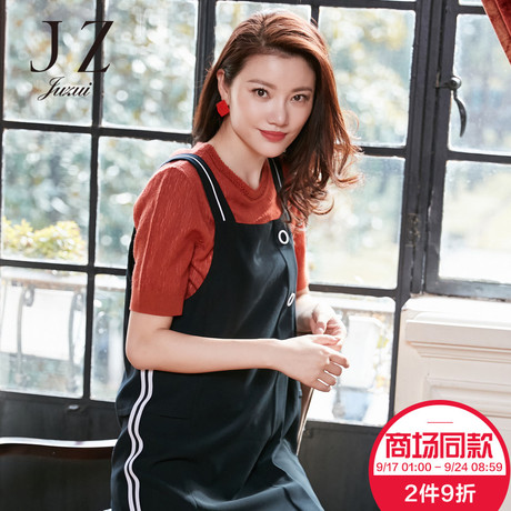 JUZUI/玖姿旗舰店2018冬装新款羊毛混纺套头针织衫女短袖上衣商品大图