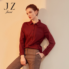JUZUI/玖姿旗舰店2018秋装新款时尚翻领长袖针织羊毛衬衫女图片