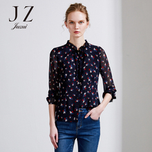 JUZUI-玖姿旗舰店2018新款碎花修身微透长袖夏季新款女上衣图片