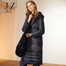 JUZUI/玖姿旗舰店2018冬装连帽中长款白鸭绒羽绒服女长款过膝图片