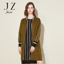 JUZUI/玖姿旗舰店中长款外套2017冬装新款拉链羊毛大衣女图片