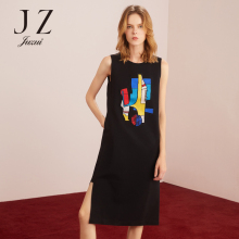JUZUI/玖姿2018春装新款长款棉质无袖连衣裙女图片