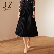 JUZUI/玖姿旗舰店秋装新款2018黑色温柔雪纺半身裙女百褶裙仙图片