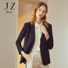JUZUI/玖姿旗舰店2018秋装新款时尚长袖竖条纹西服西装外套女图片