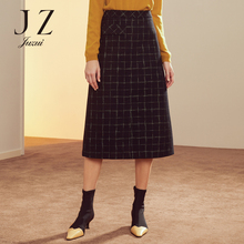 JUZUI/玖姿旗舰店2018秋装新款羊毛格子裙半身裙女A字长裙图片